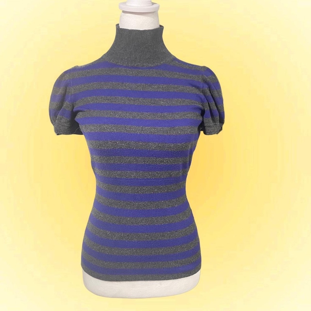 Striped purple and grey Turtleneck blouse